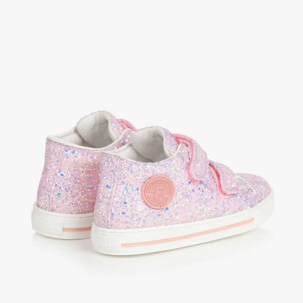 Girls Pink Glitter Trainers