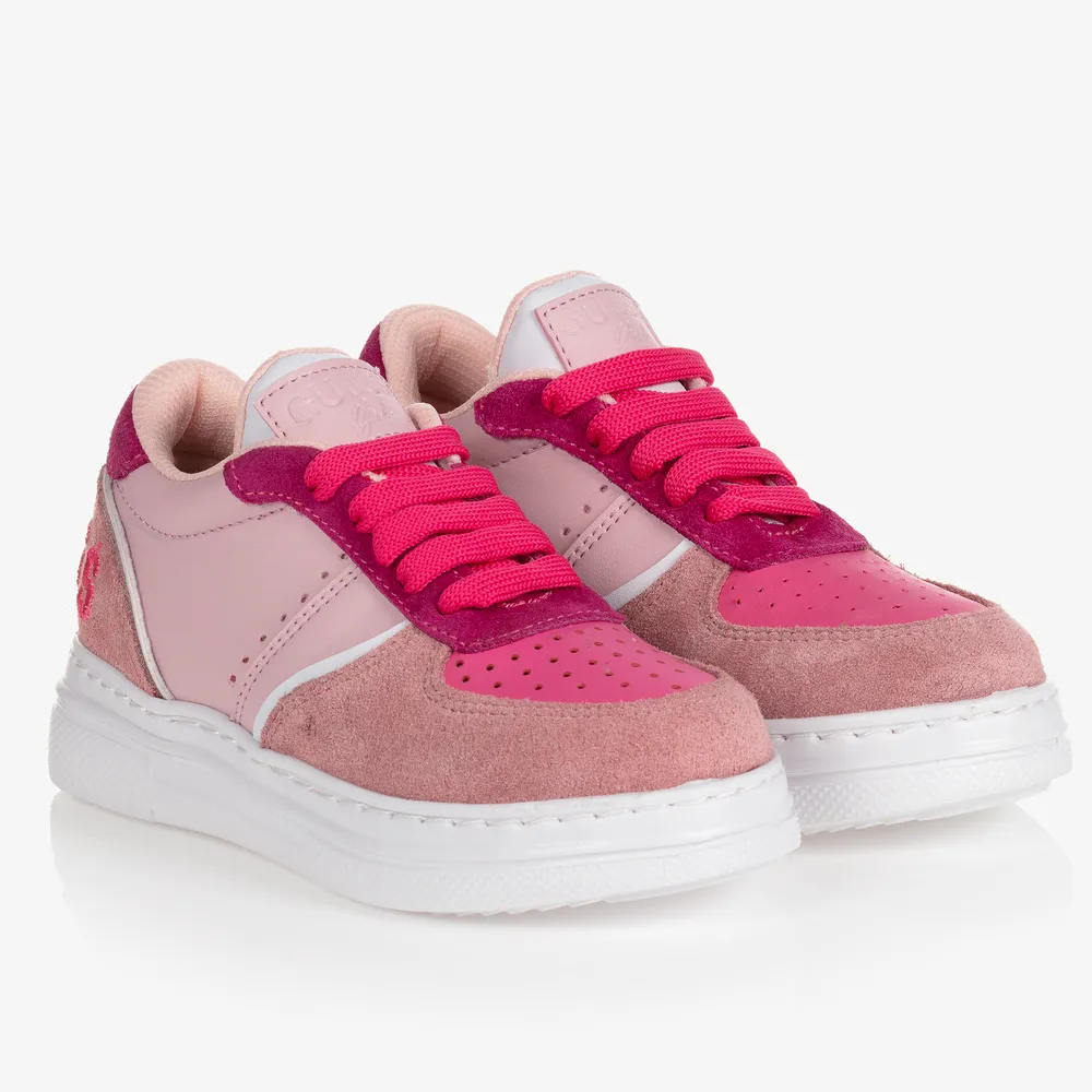 Girls Pink Leather Trainers