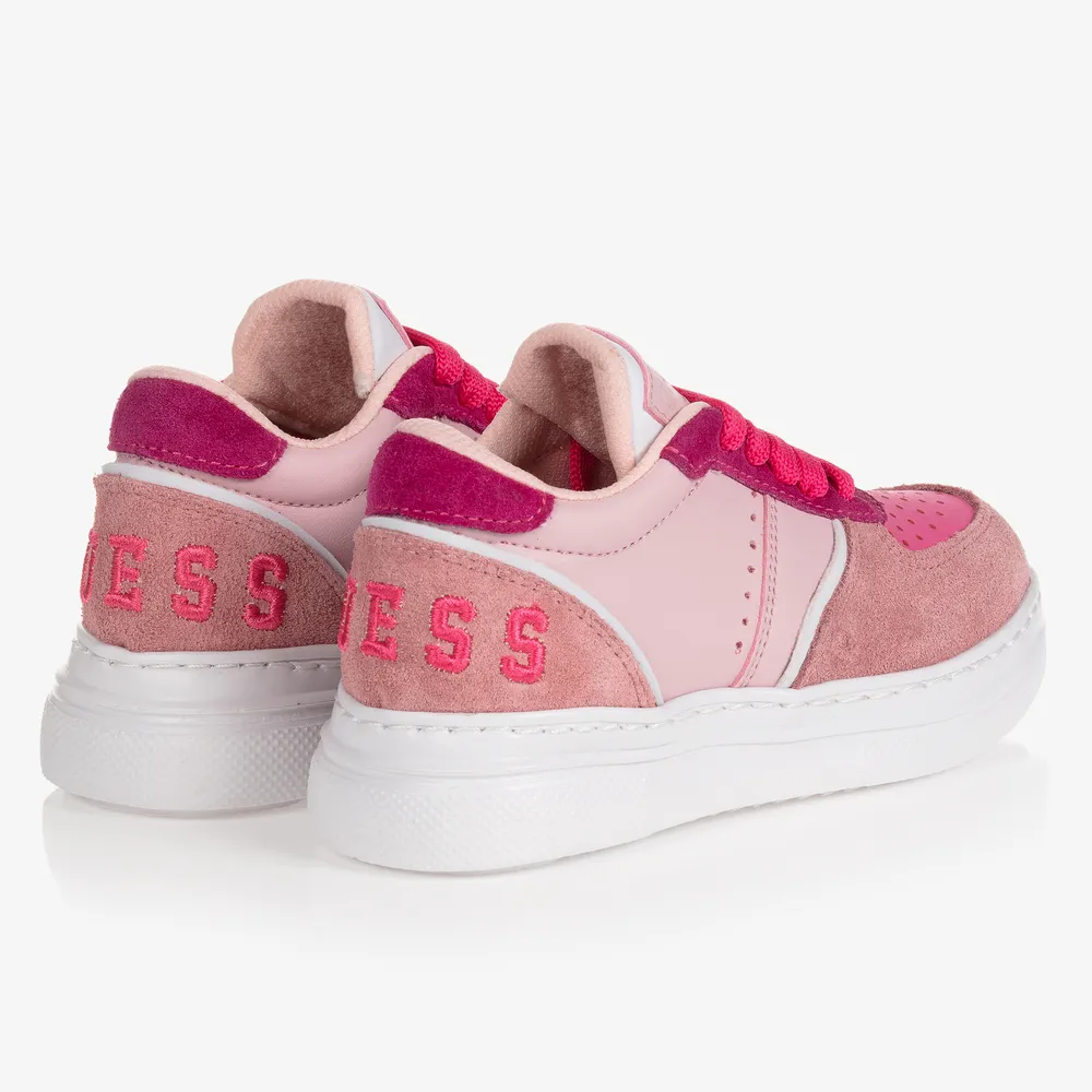 Girls Pink Leather Trainers