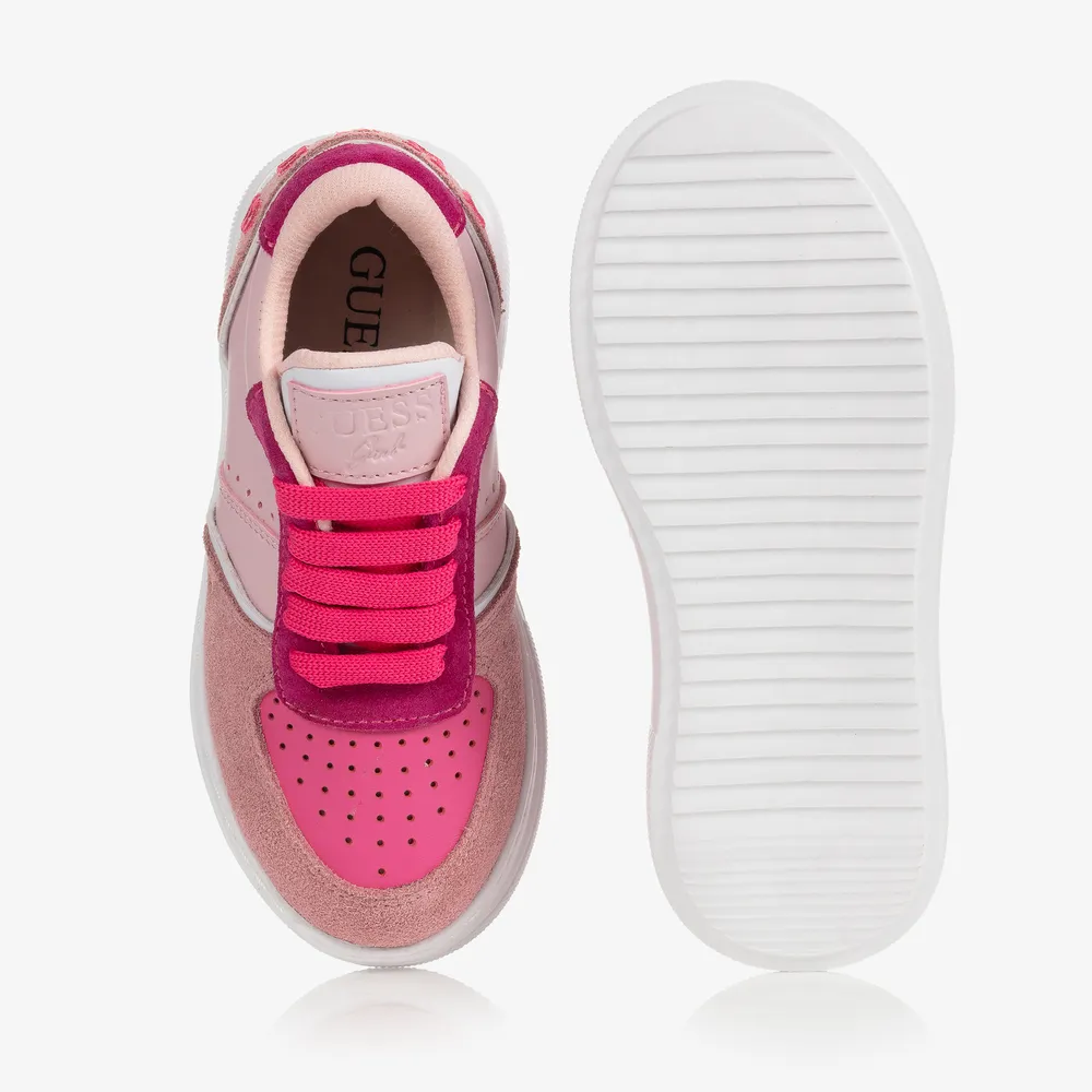 Girls Pink Leather Trainers