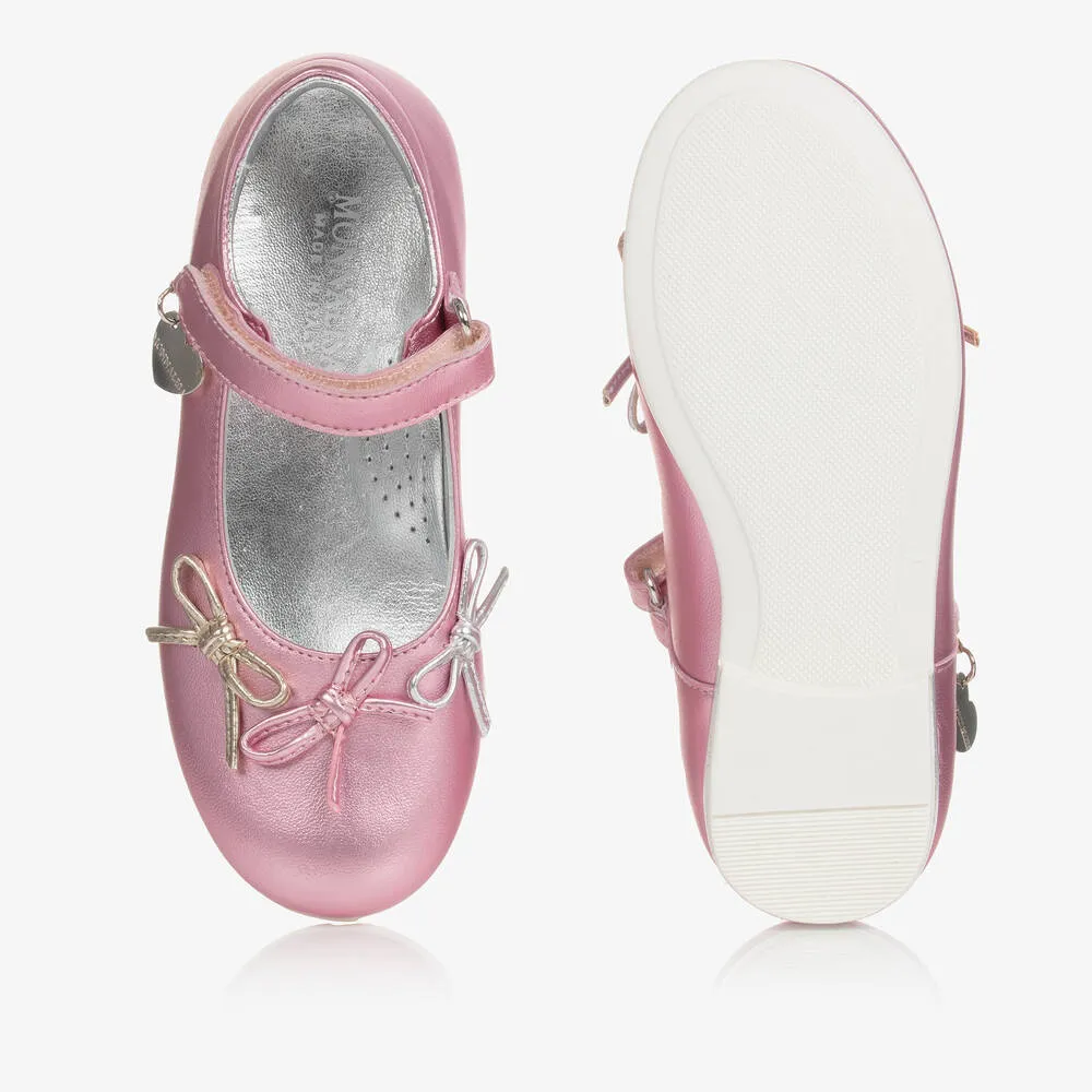 Girls Pink Metallic Ballet Pumps