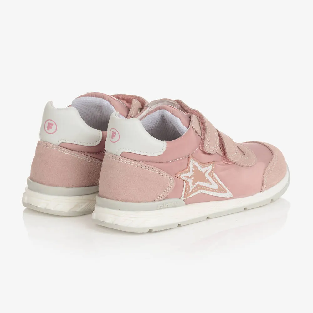 Girls Pink Star Leather Trainers