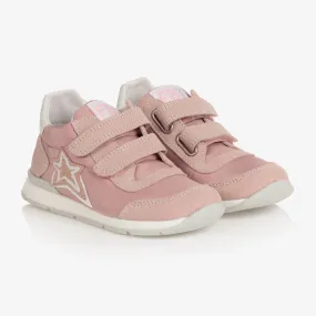 Girls Pink Star Leather Trainers