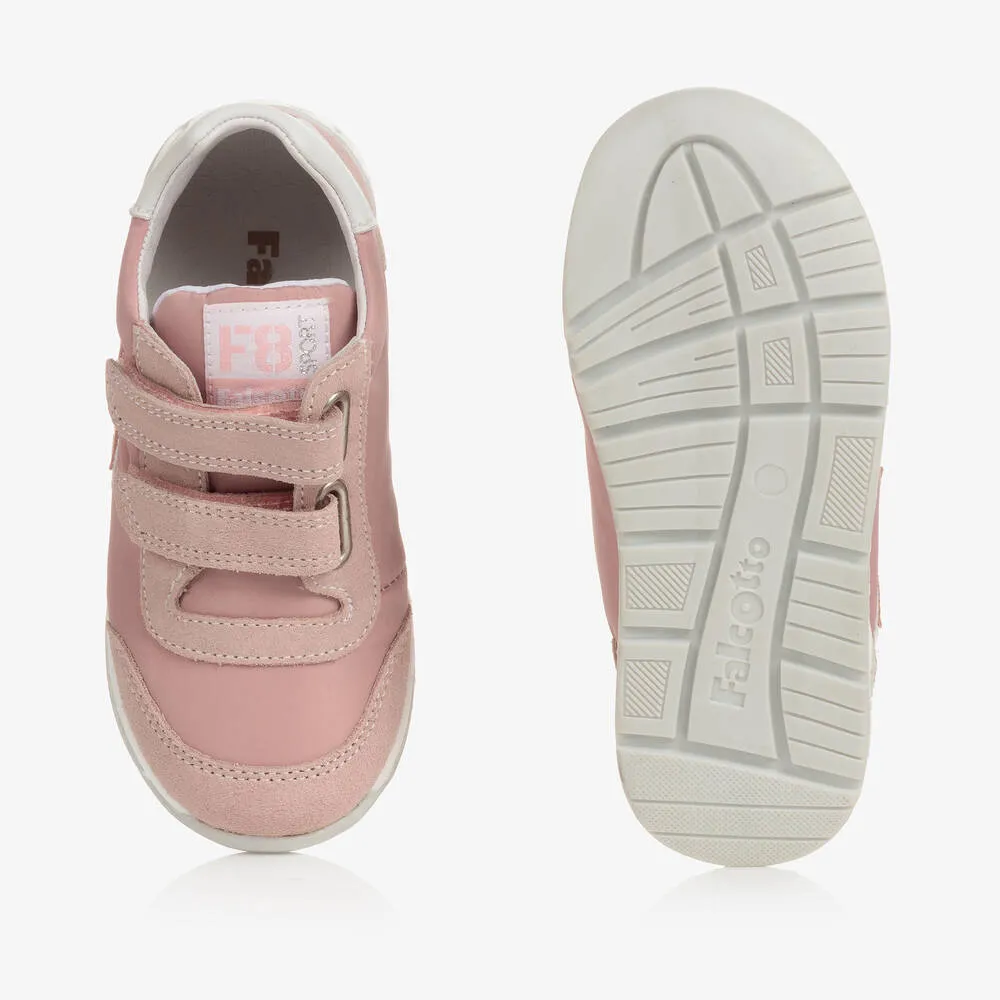 Girls Pink Star Leather Trainers