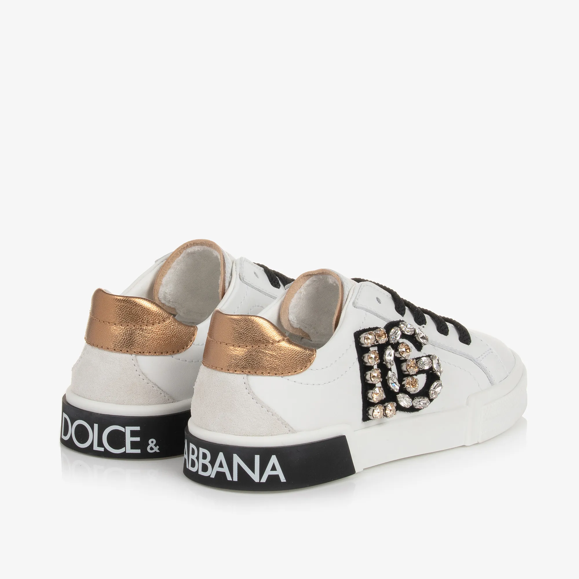 Girls White Diamanté Portofino Trainers