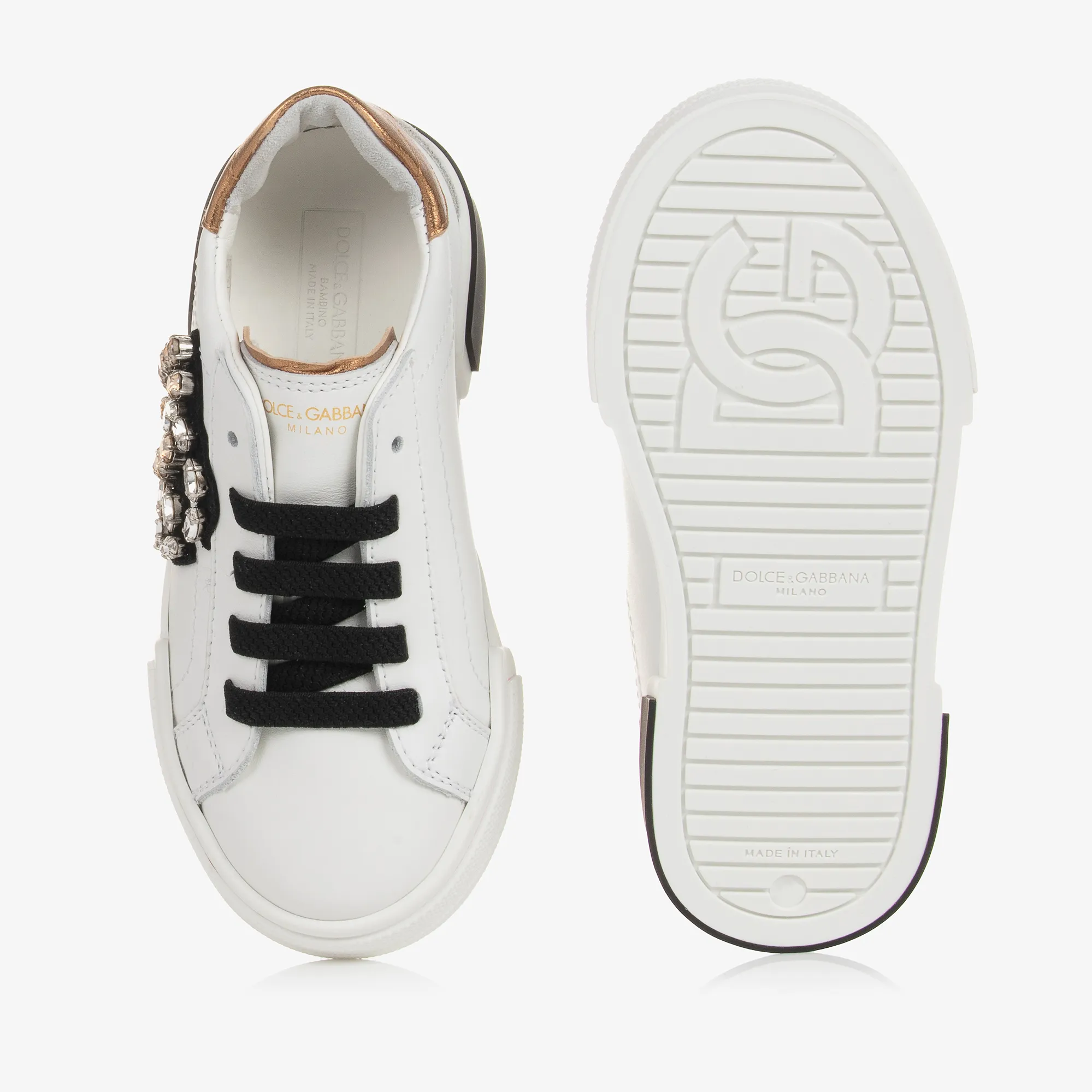 Girls White Diamanté Portofino Trainers