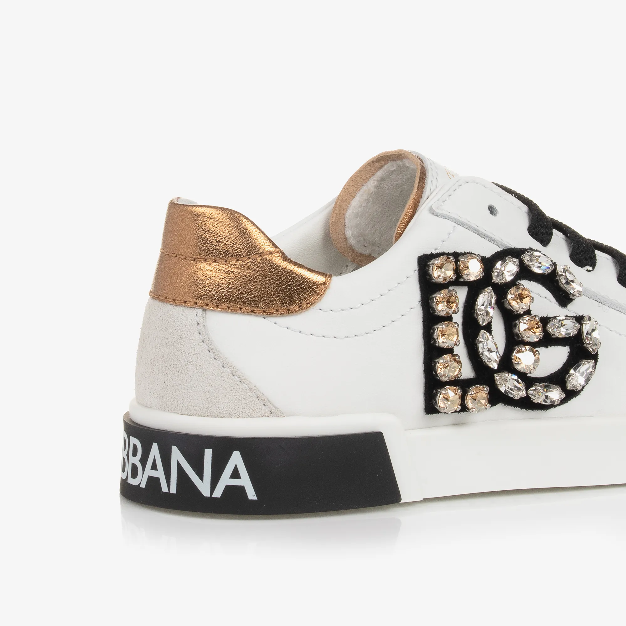 Girls White Diamanté Portofino Trainers