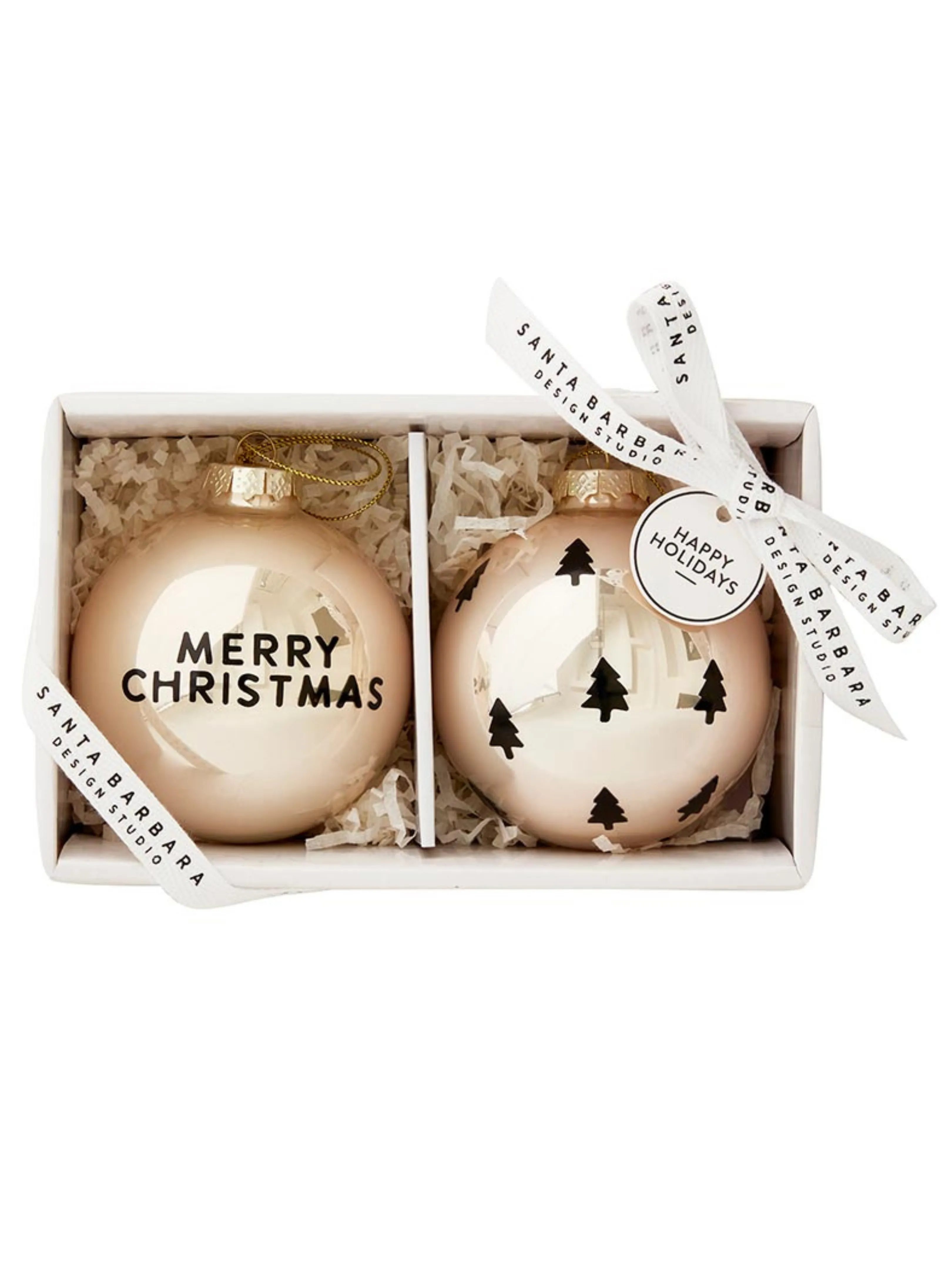 Glass Ornament Set Merry Xmas