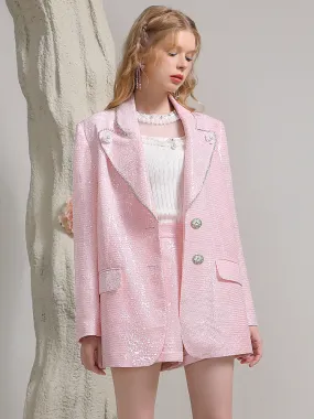 Glossy Oversize Suit Elegant Nichi Bold  Jacket＆Short-Pants