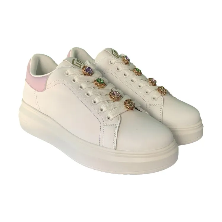 White and Lilac Women's Sneakers GB812 by Gold & Gold