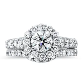 Beautiful 1 Carat Diamond Halo Bridal Ring Set