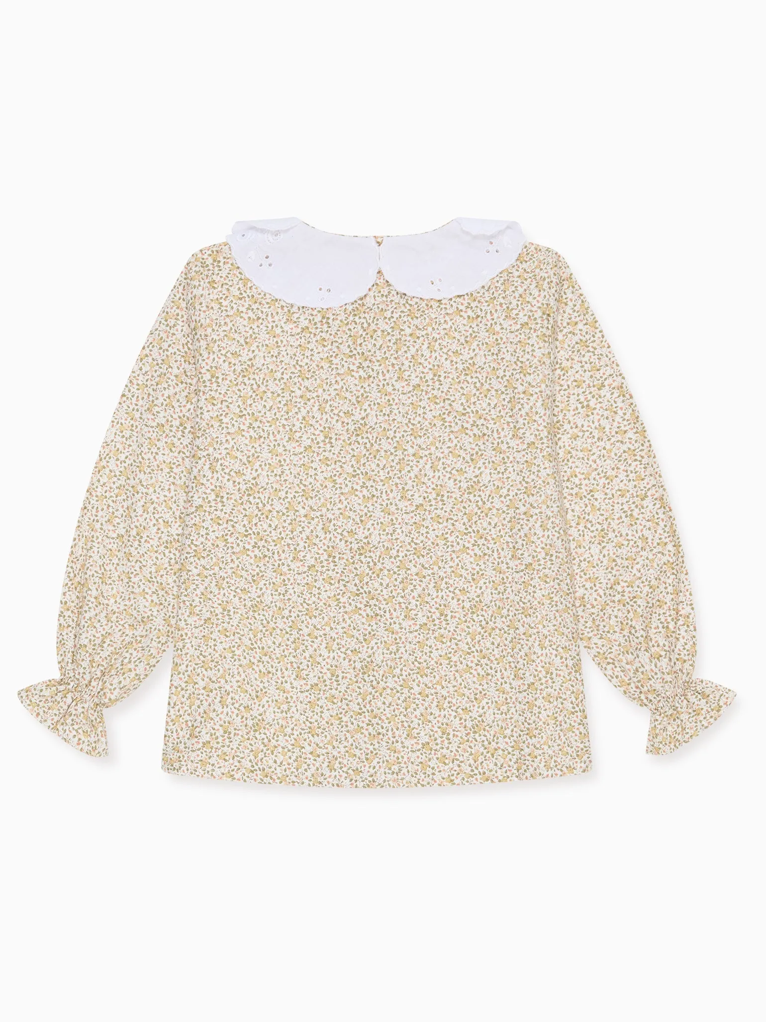 Green Floral Brenda Long Sleeve Girl Shirt