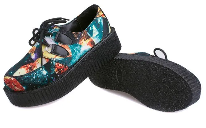 Galaxy Stars Universe Lace Up Platforms Oxfords Shoes