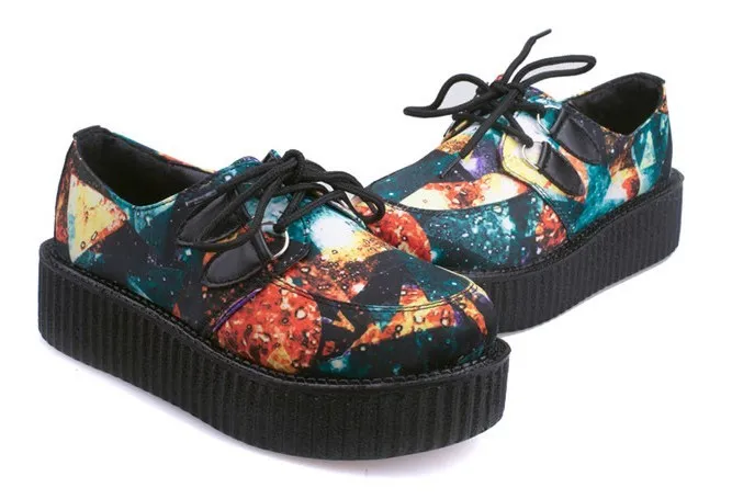 Galaxy Stars Universe Lace Up Platforms Oxfords Shoes