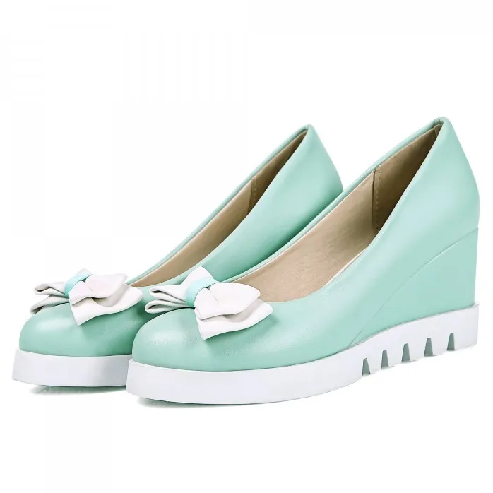 Mint Pastel Bow Platforms Wedges Ballerina Ballet Flats