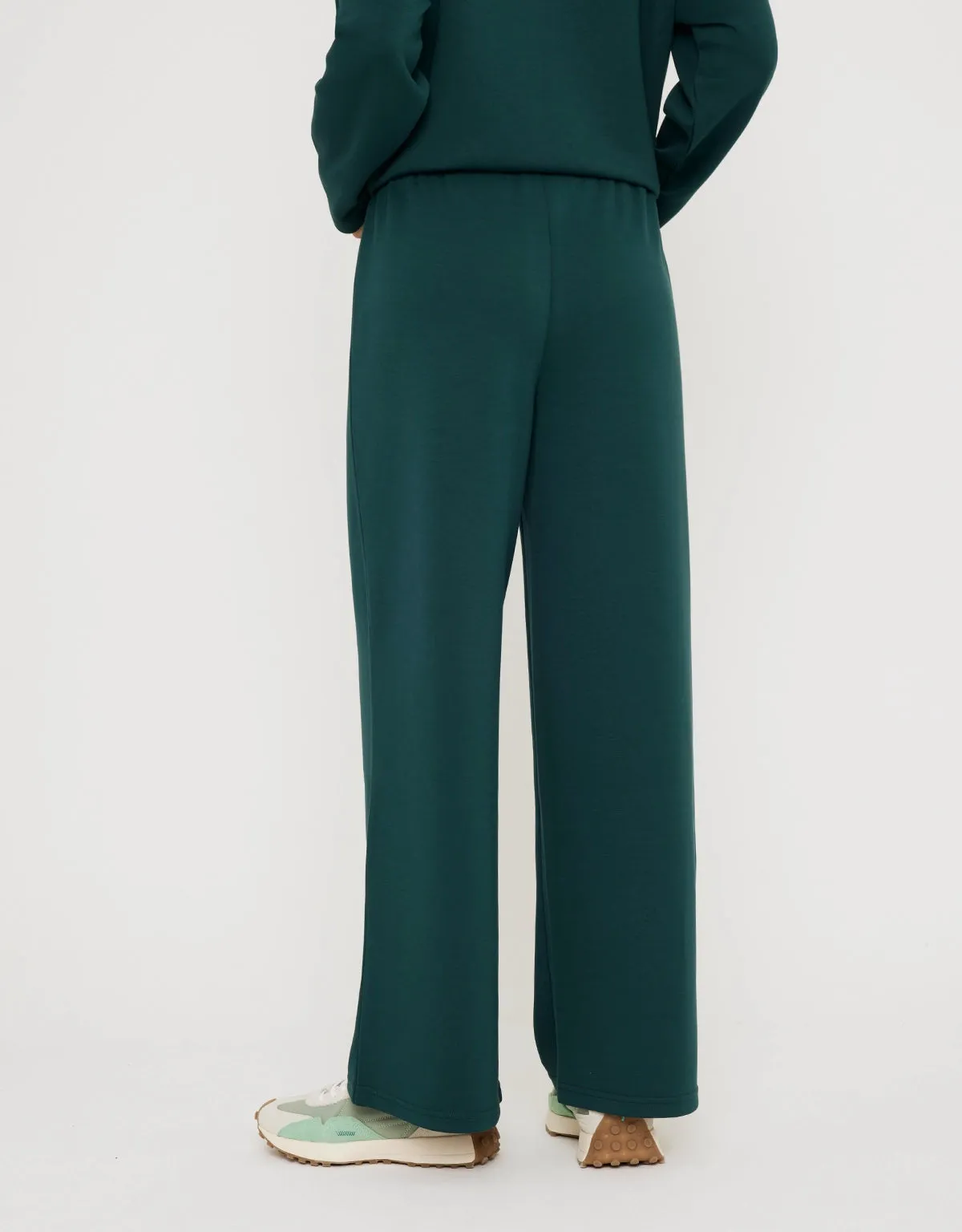 Green Modal Wide Leg Long Trousers - Forest