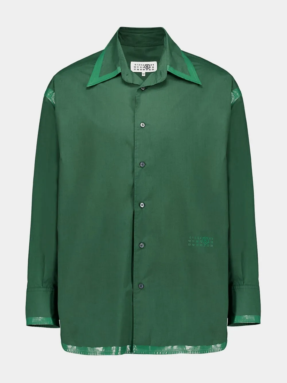 Green Poplin Shirt Jacket with Coated Hem