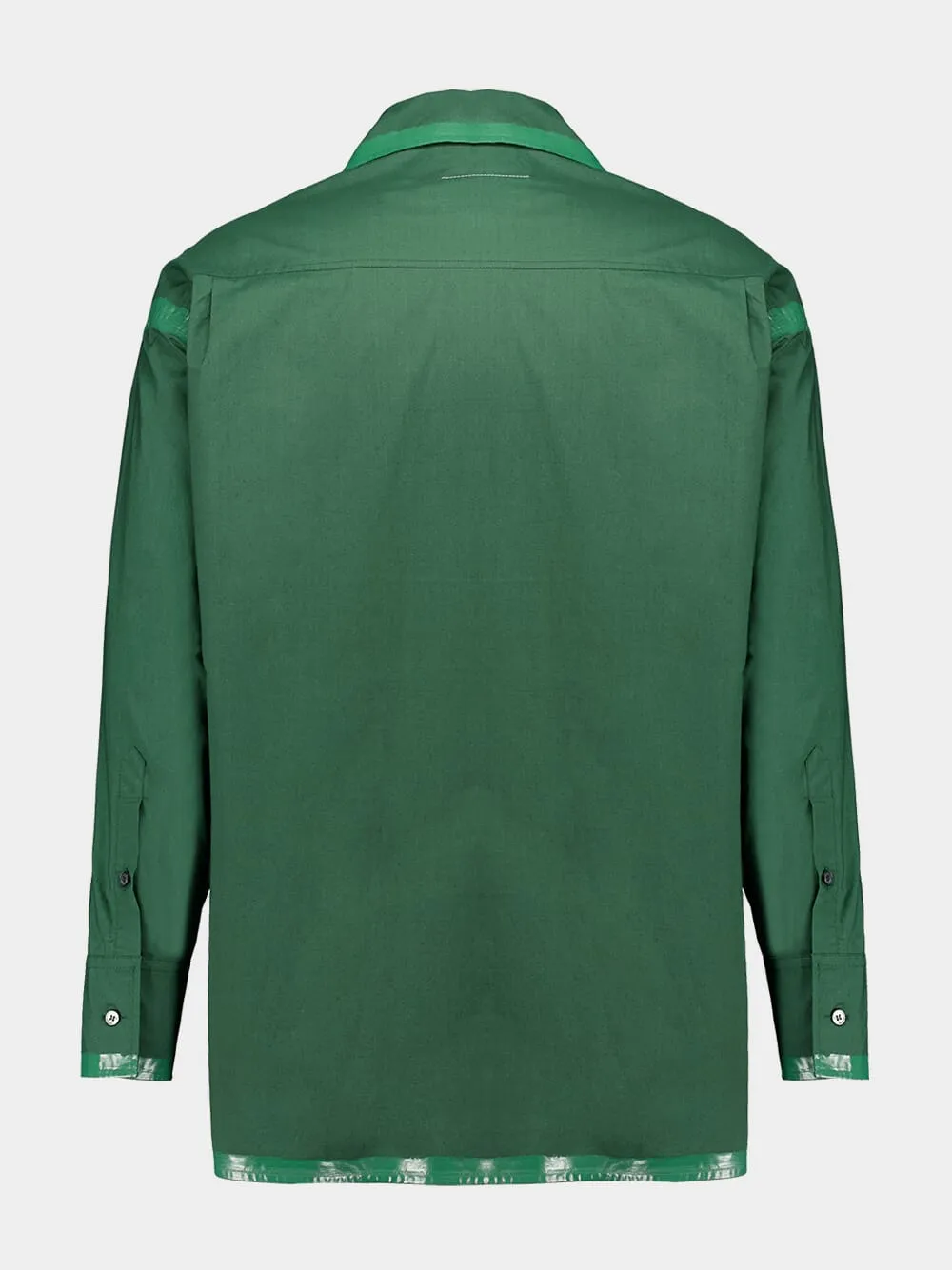 Green Poplin Shirt Jacket with Coated Hem