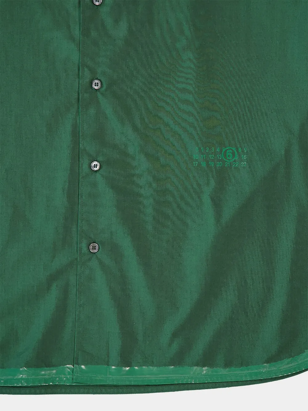 Green Poplin Shirt Jacket with Coated Hem