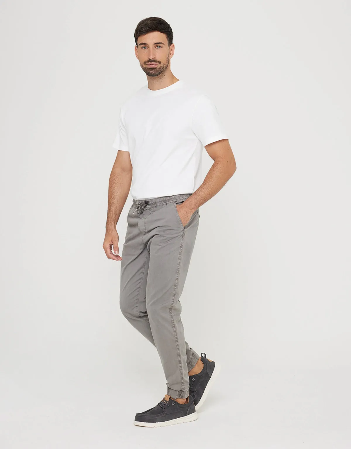 Grey Cotton Long Trousers - Perry