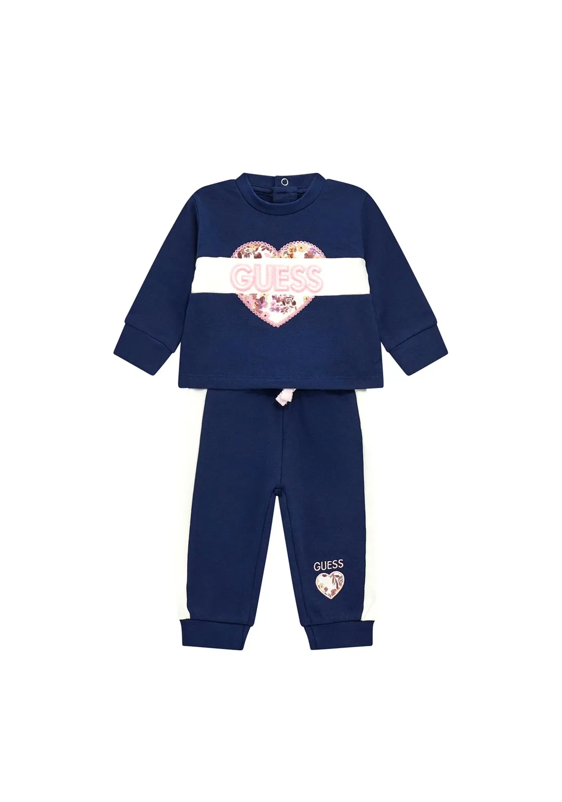 Guess Baby Girl Floral Heart Two Piece Set, Navy