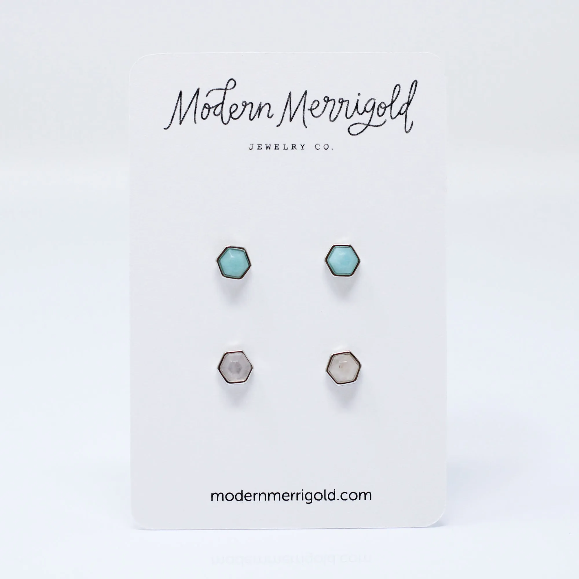 Stylish Hexagon Stud Earrings Set