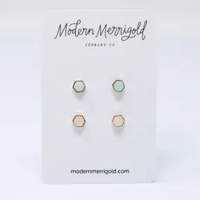 Stylish Hexagon Stud Earrings Set