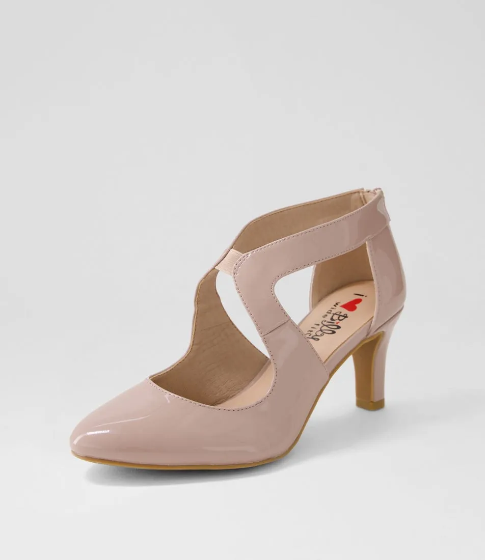 I LOVE BILLY Ichiko W Taupe Patent Pu Pump Heels