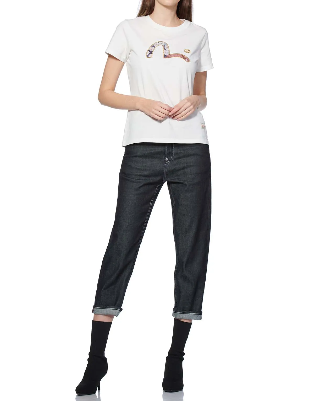 Ink-painted Daicock Embroidery Straight-legged Jeans