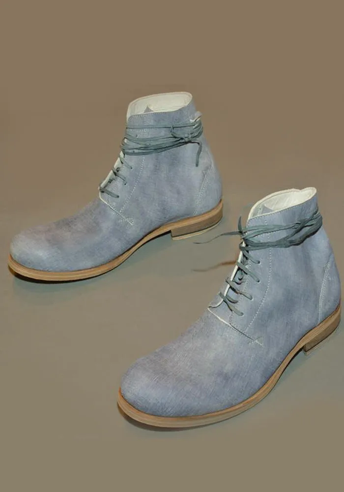 IS BY INDIVIDUAL SENTIMENTS MENS 5 HOLE LEATHER BOOTS BLUE-GREY