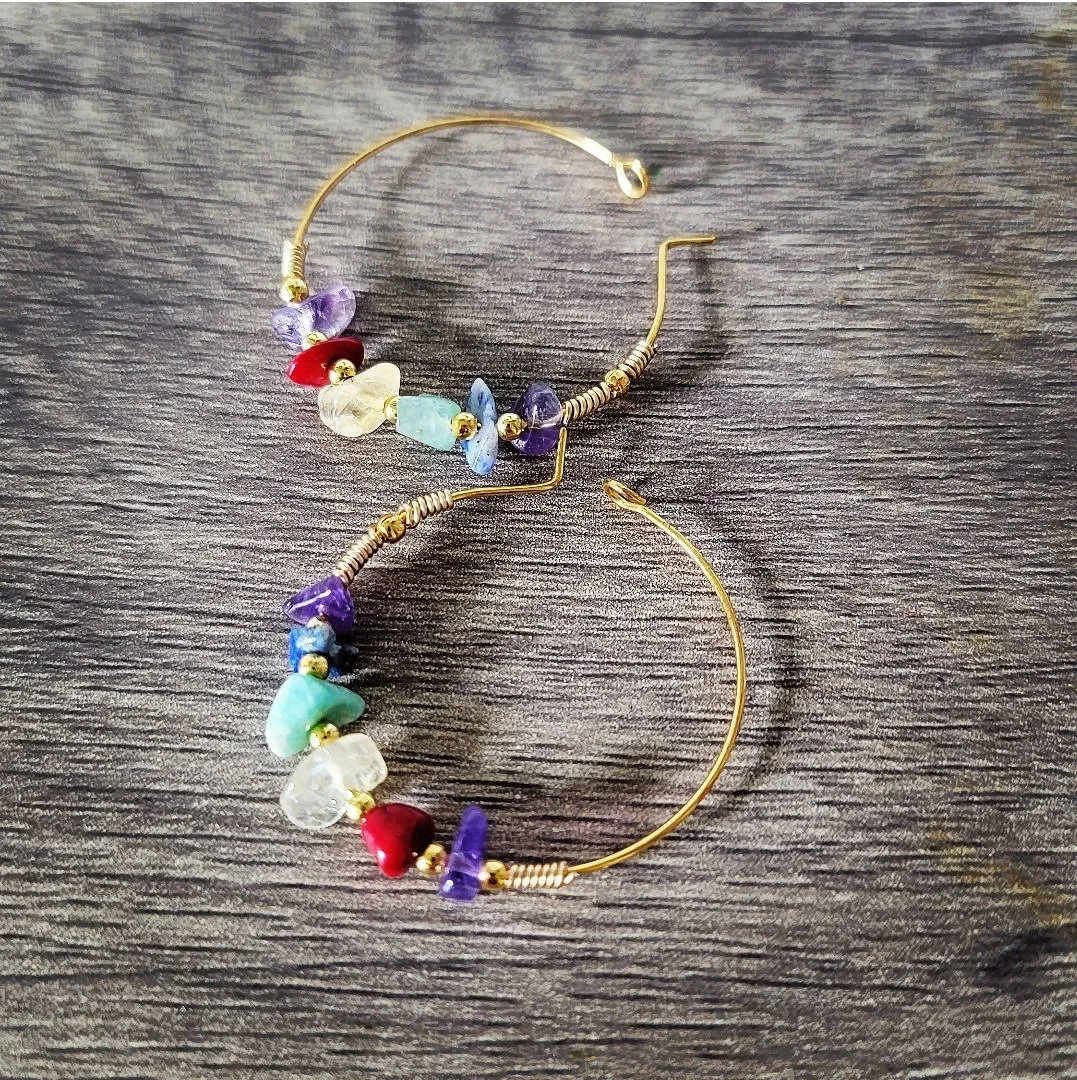 Island Girl Art - Gemstone Hoop Earrings