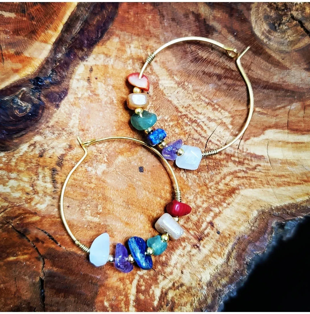 Island Girl Art - Gemstone Hoop Earrings