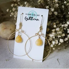 Island Girl Art - Natural Stone Earrings- Citrine Hoop