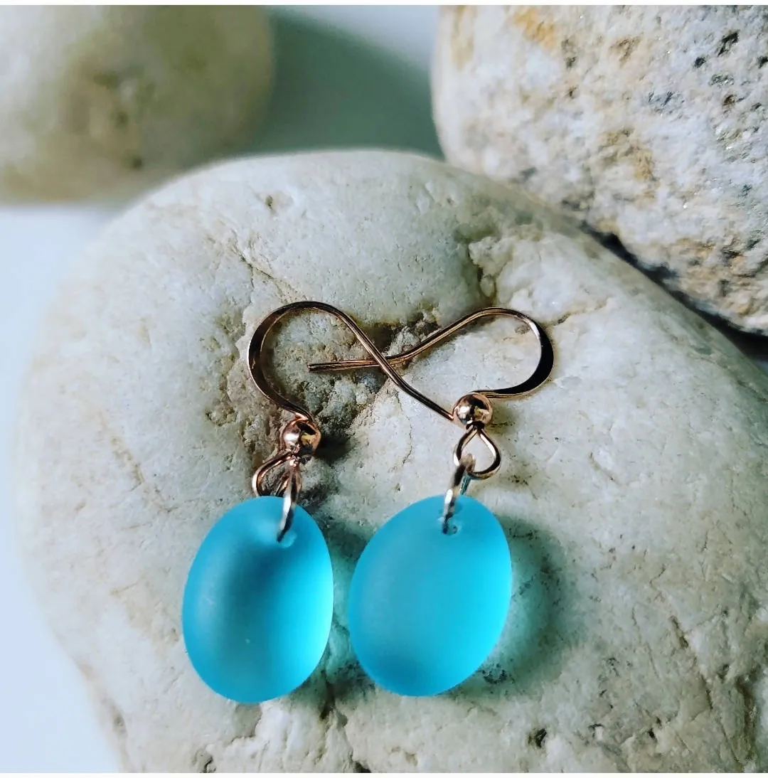 Island Girl Art - Sea Glass Earrings - Aqua