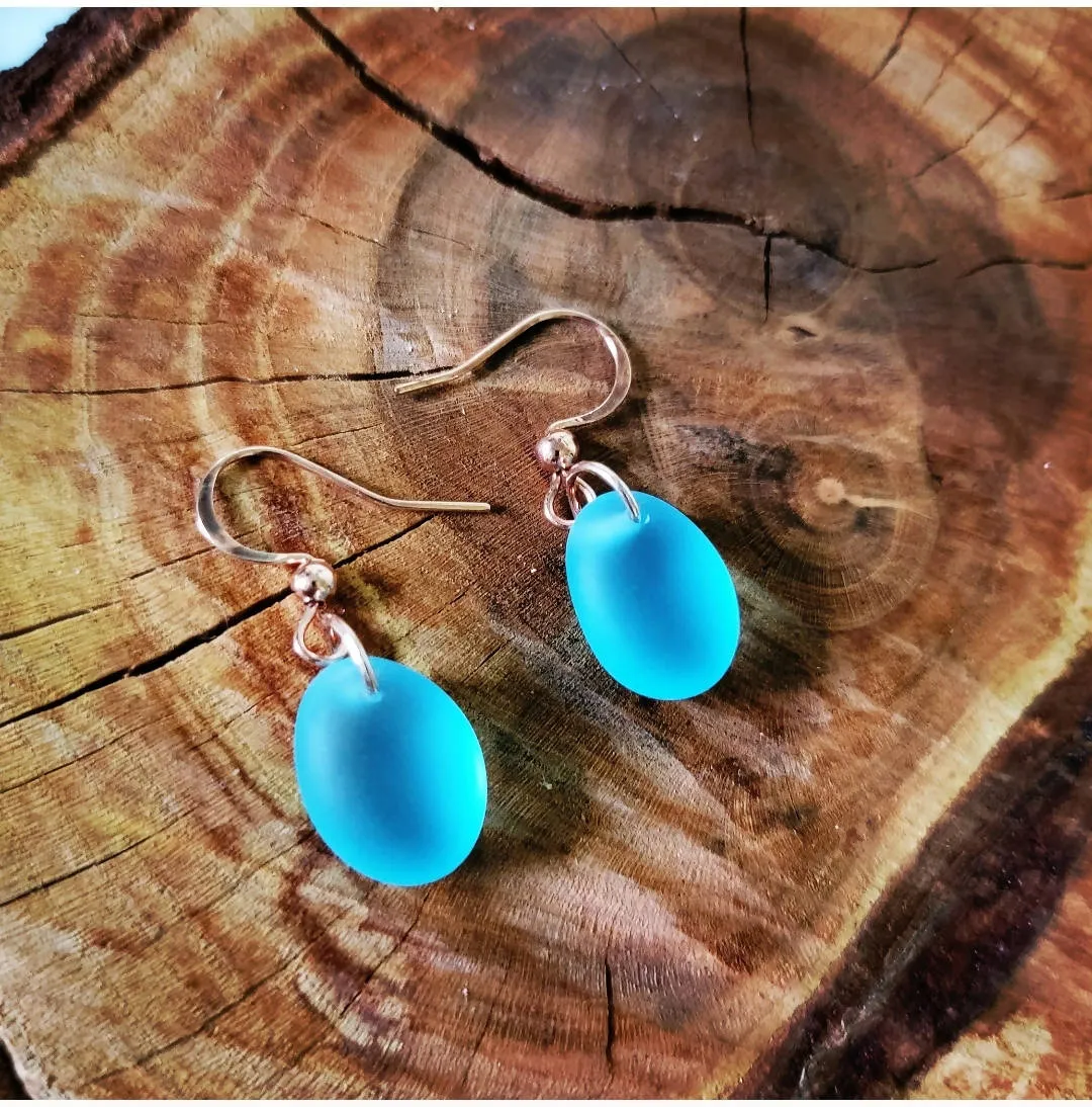 Island Girl Art - Sea Glass Earrings - Aqua