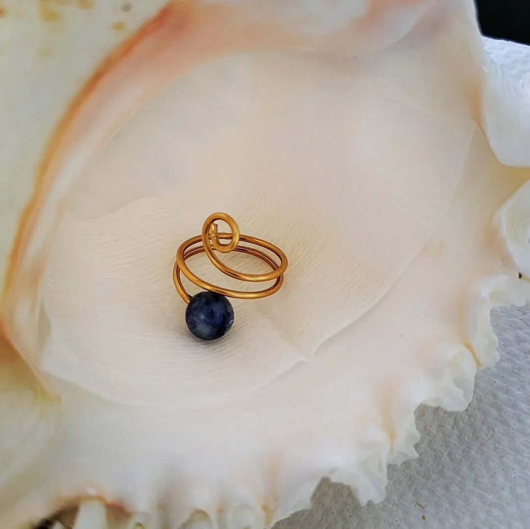 Wire Wrapped Lapis and Copper Ring by Island Girl Art