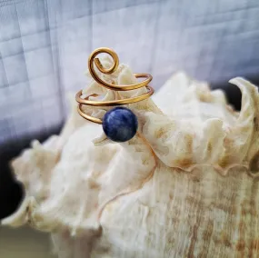 Wire Wrapped Lapis and Copper Ring by Island Girl Art