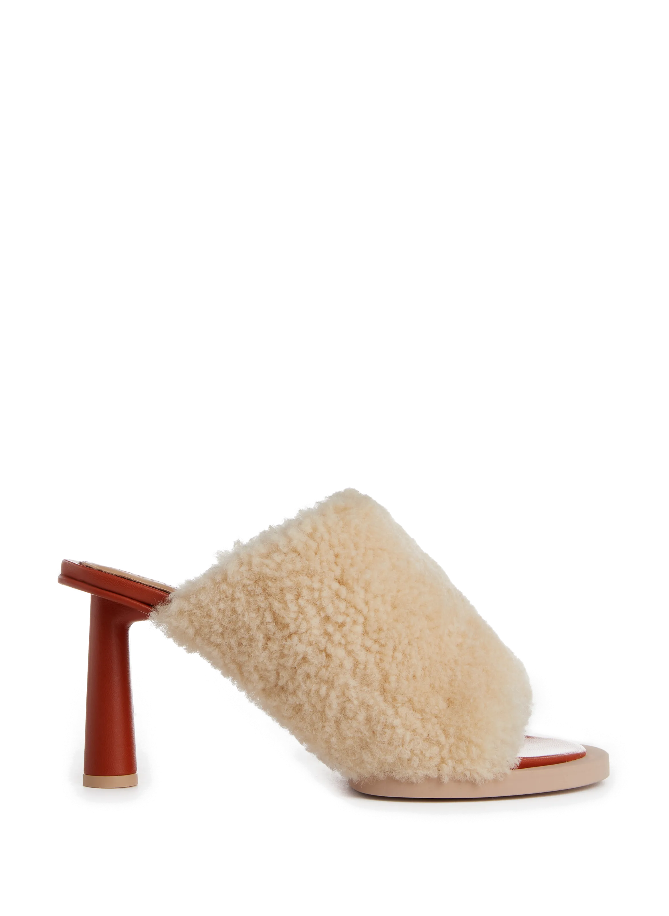 Beige Lambswool Mules