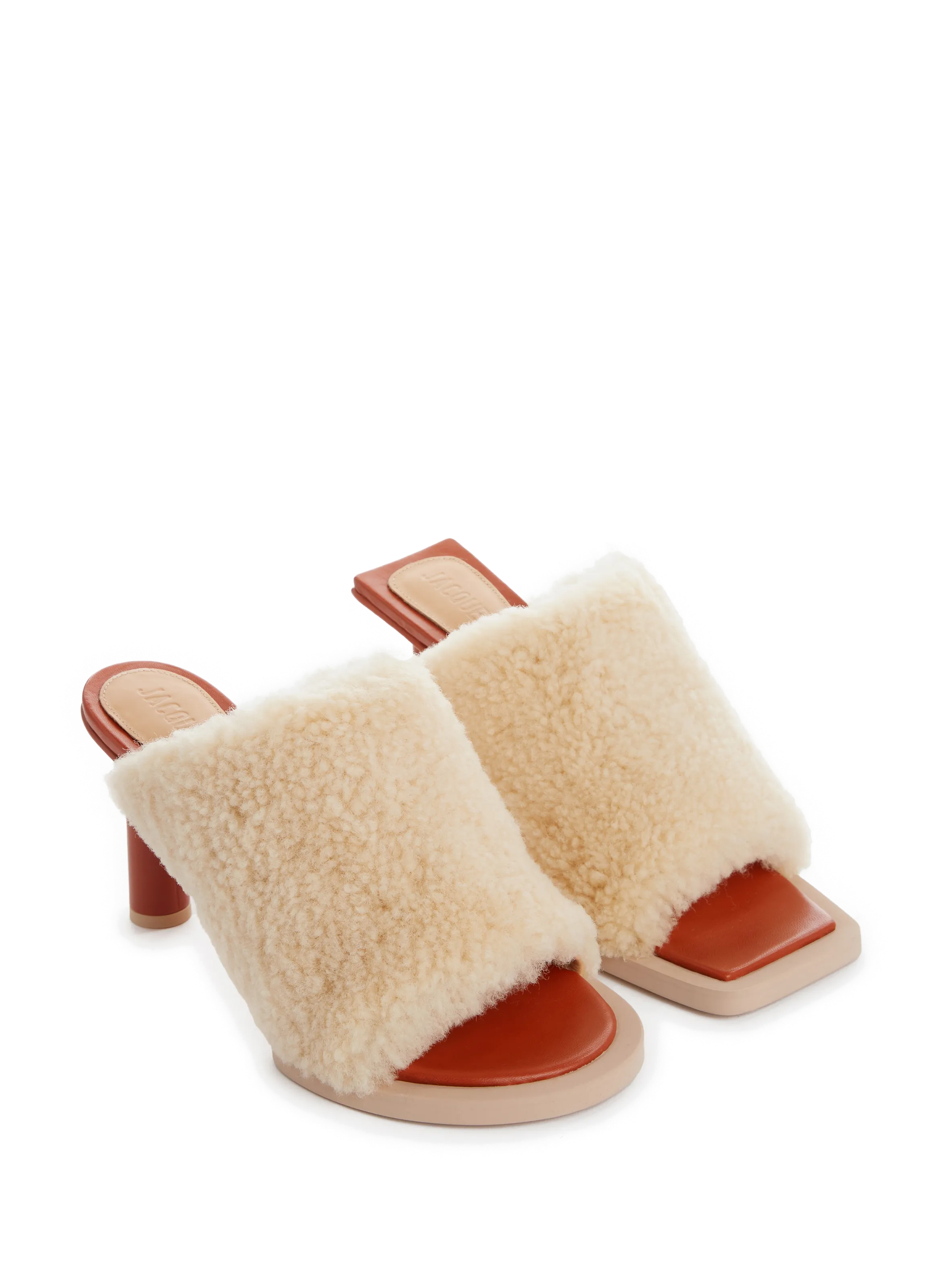 Beige Lambswool Mules