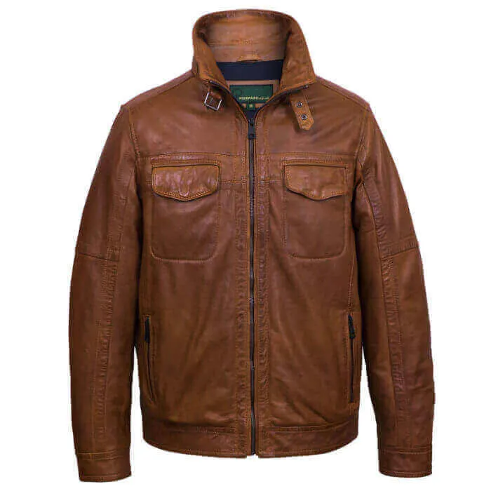 Jake : Men's Tan Leather Jacket