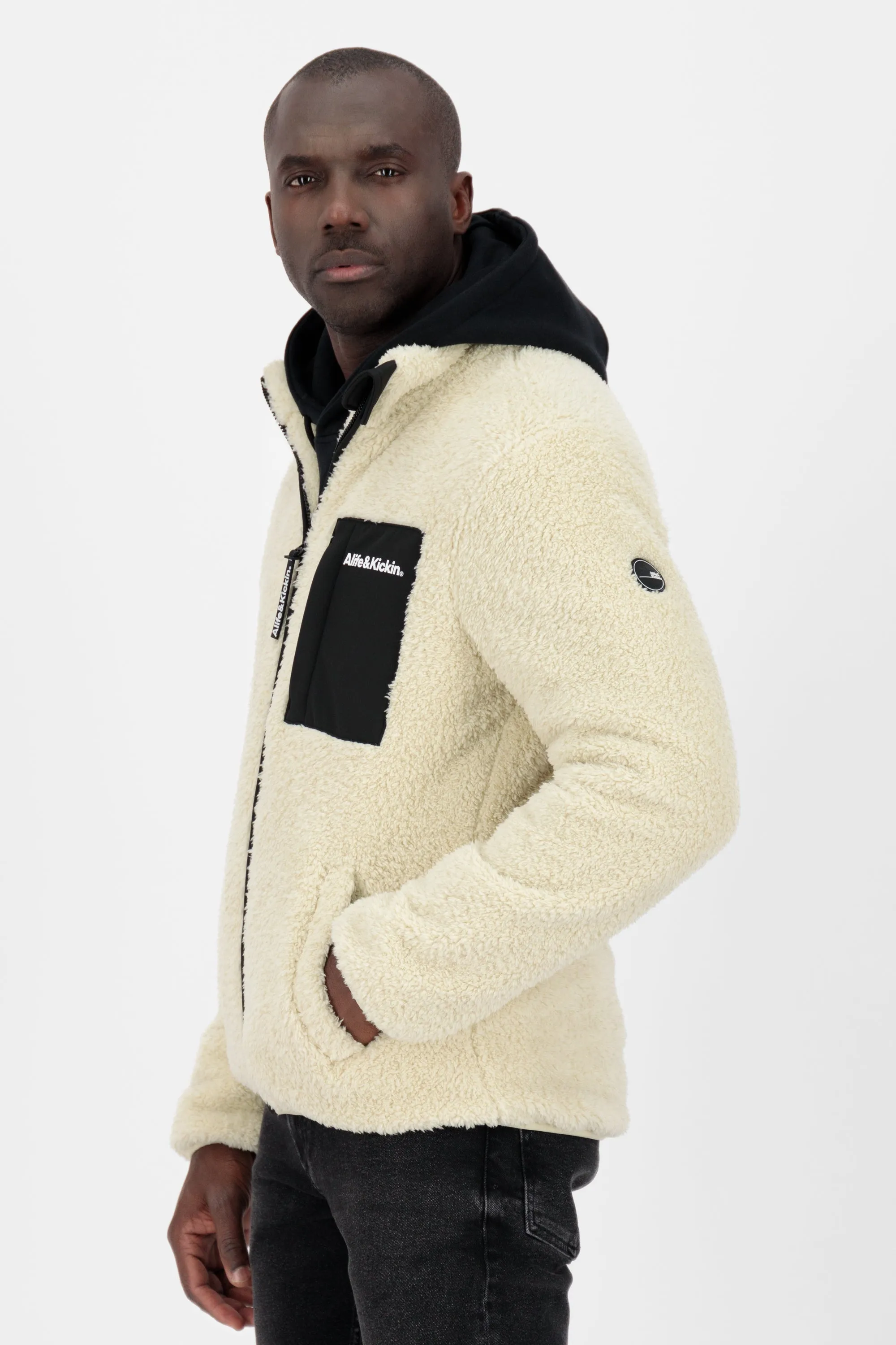 JayAK G Teddy Sweat Jacket  Beige