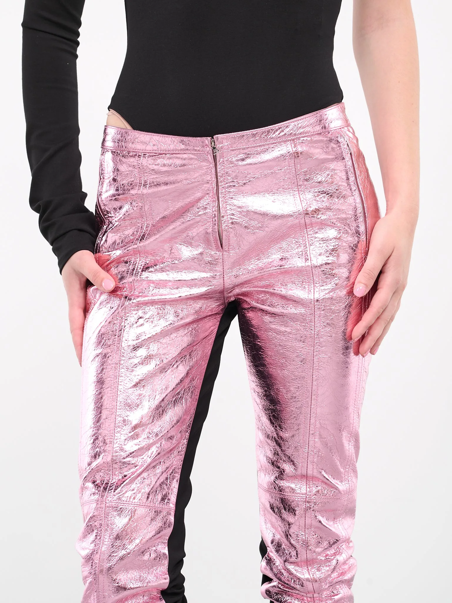 Jersey & Metallic Leather Trousers (DK10TR-METALLIC-PINK)