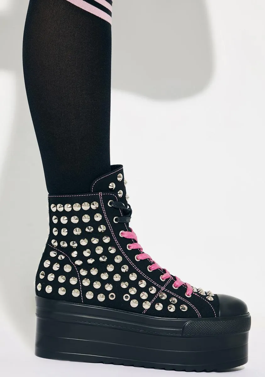 Jeweled Ghoul Studded High Top Sneakers-