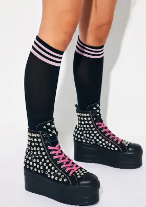 Jeweled Ghoul Studded High Top Sneakers-