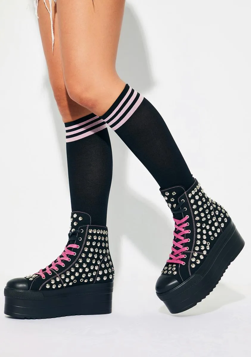 Jeweled Ghoul Studded High Top Sneakers-