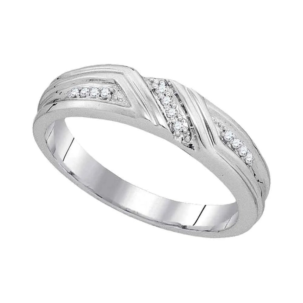 Keene Jewelers 10kt White Gold His Hers Round Diamond Solitaire Matching Wedding Set 1/3 Cttw