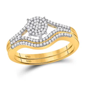 Keene Jewelers 10kt Yellow Gold Round Diamond Bridal Wedding Ring Band Set 1/4 Cttw