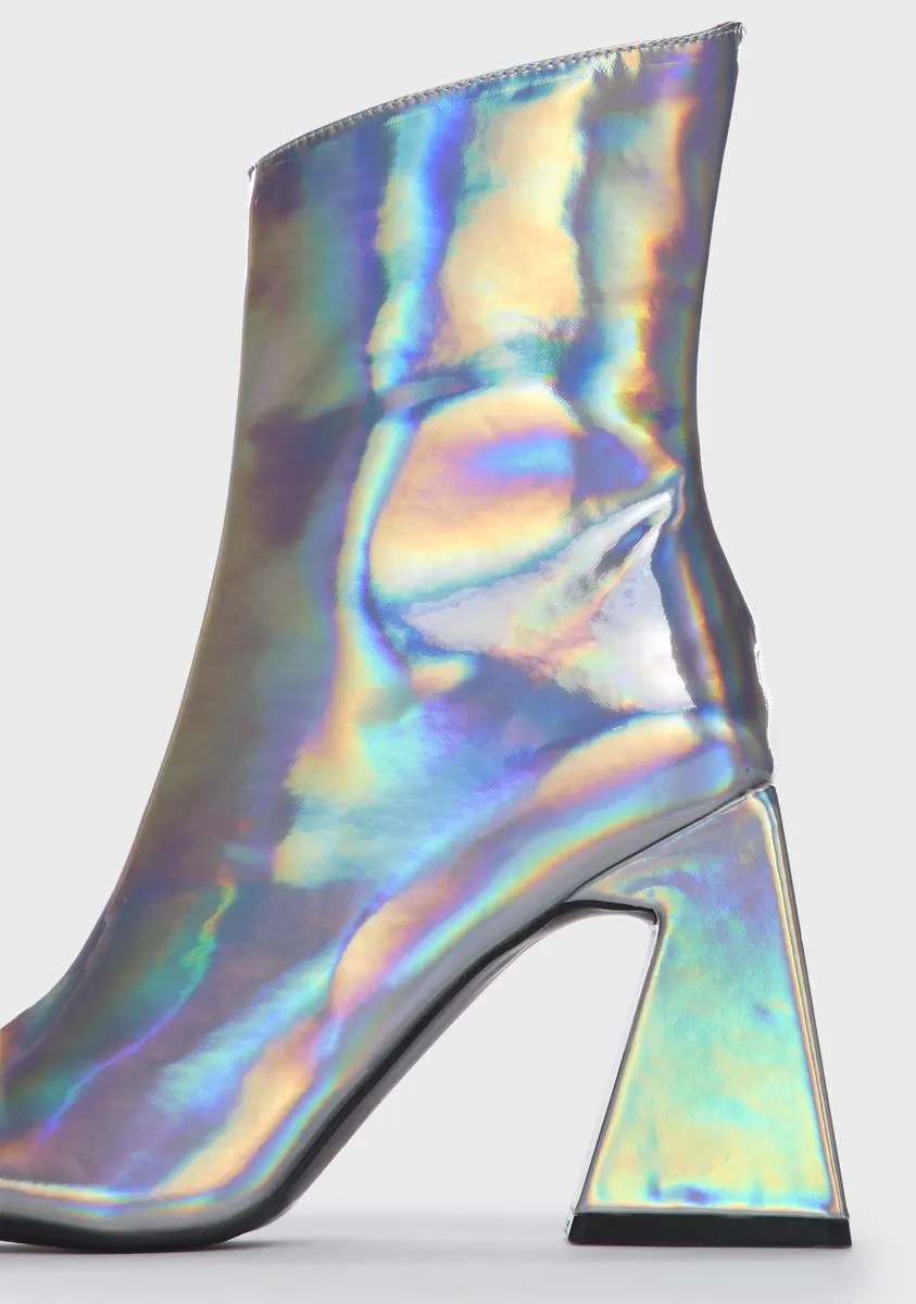 kenzie holographic heeled boots