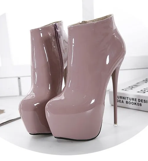 Patent Glossy Stiletto High Heels Ankle Boots Platforms