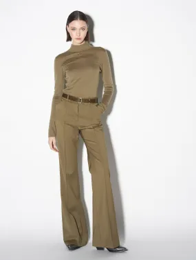 Khaki stretch wool flared trousers